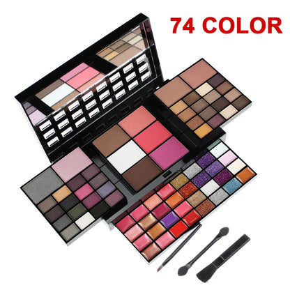 74 Colors Eye Shadow, Lip Gloss, High Gloss Blush