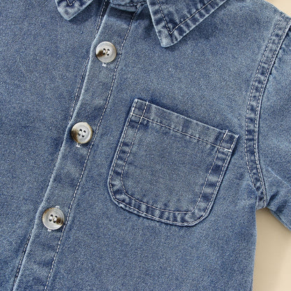 Veste en jean à simple boutonnage sans capuche pour garçon