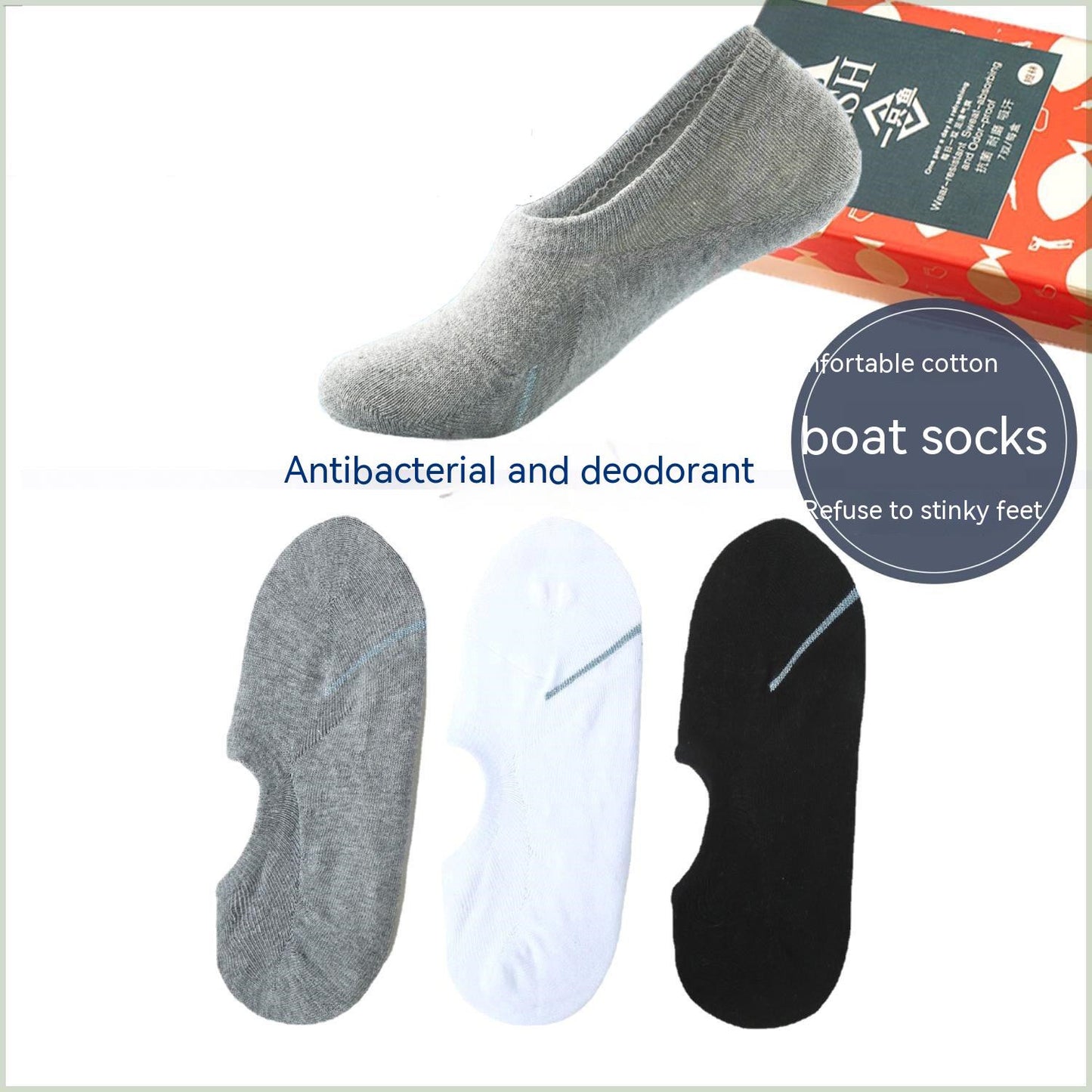 Chaussettes en coton anti-bactérien absorbant la transpiration