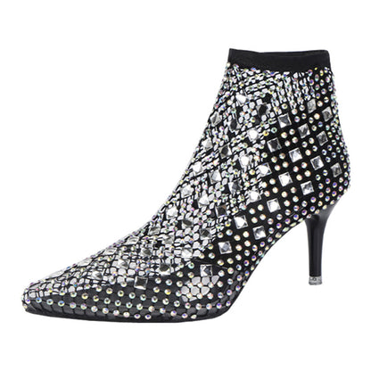 Bottine bout pointu stiletto  avec strass