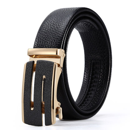 Ceinture d'affaires automatique à boucle en cuir pour hommes