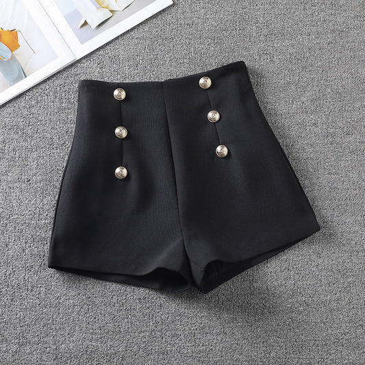 Short de costume taille haute à double boutonnage