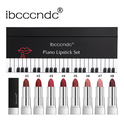 Kit rouge à lèvres piano en velours mat longue durée 8pcs idée cadeau