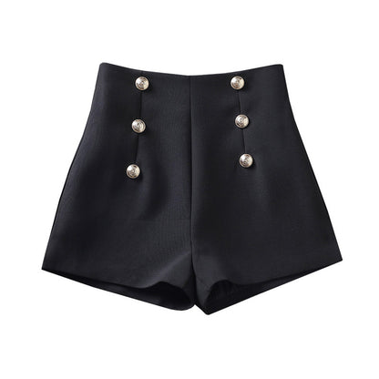 Short de costume taille haute à double boutonnage