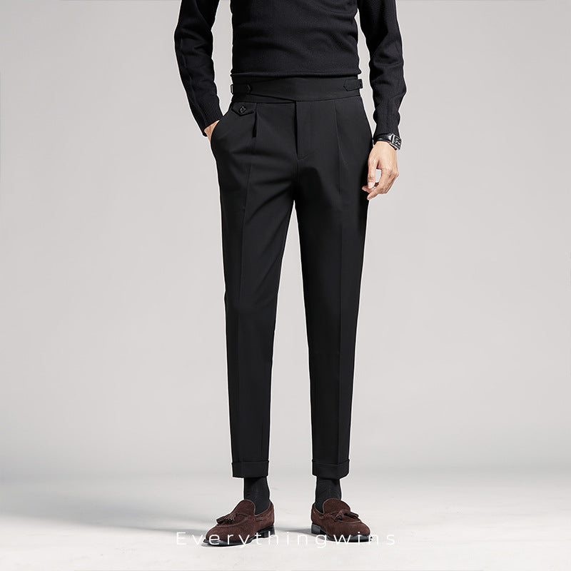 Pantalon de costume taille haute pour hommes