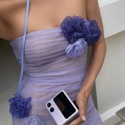 Robe à fleurs avec ruban et écharpe