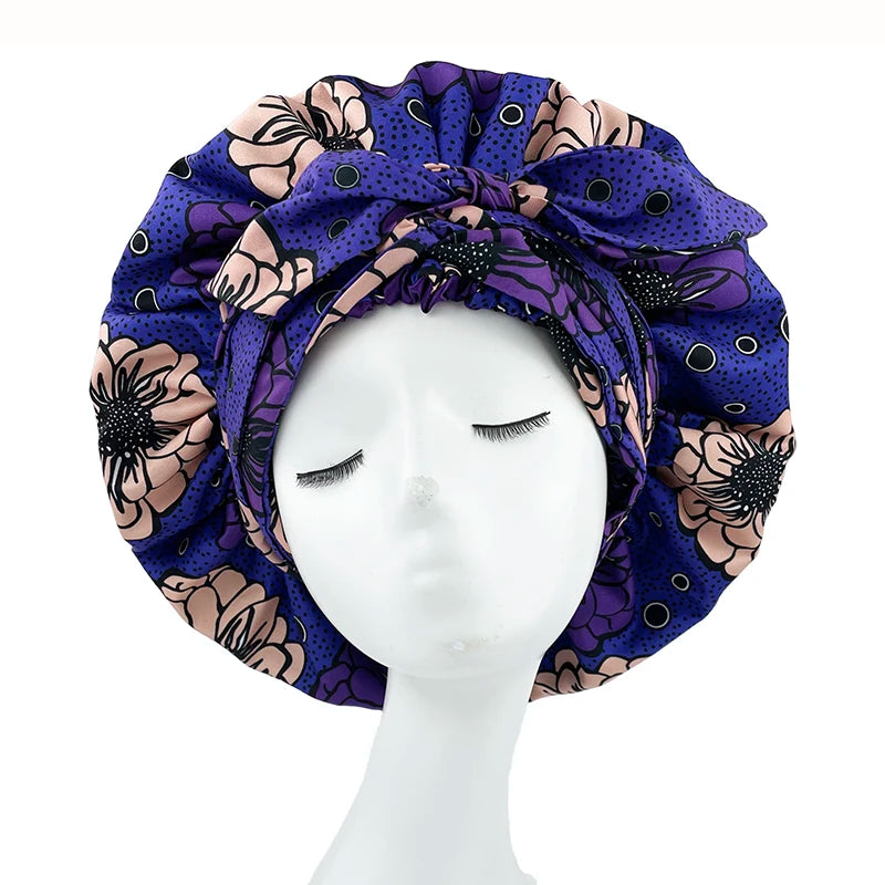 Bonnet en Satin imprimé africain