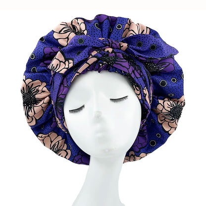 Bonnet en Satin imprimé africain