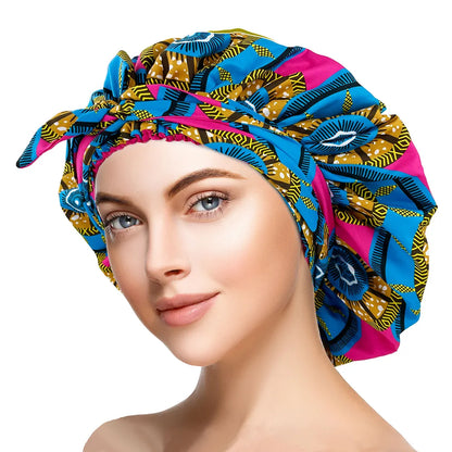 Bonnet en Satin imprimé africain