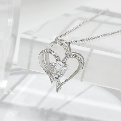 Double love zircon necklace with rhinestones Valentine's Day