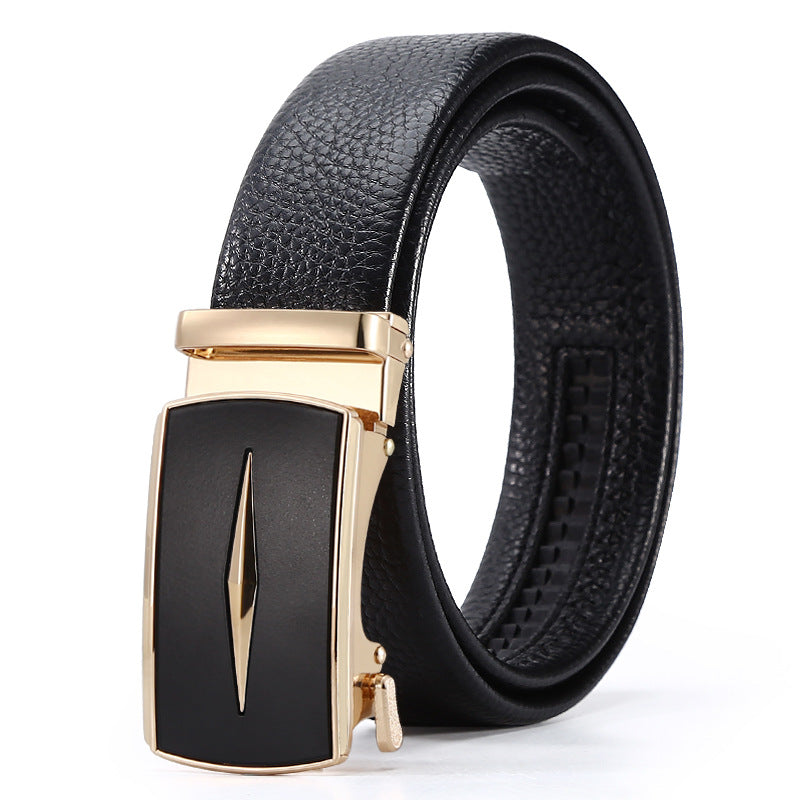 Ceinture d'affaires automatique à boucle en cuir pour hommes