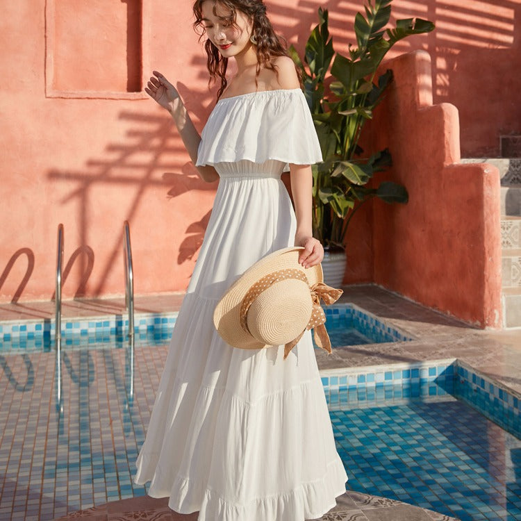 Robe longue de vacances au bord de la mer, dos étroit