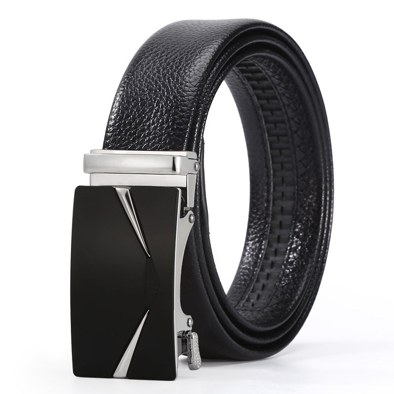 Ceinture d'affaires automatique à boucle en cuir pour hommes