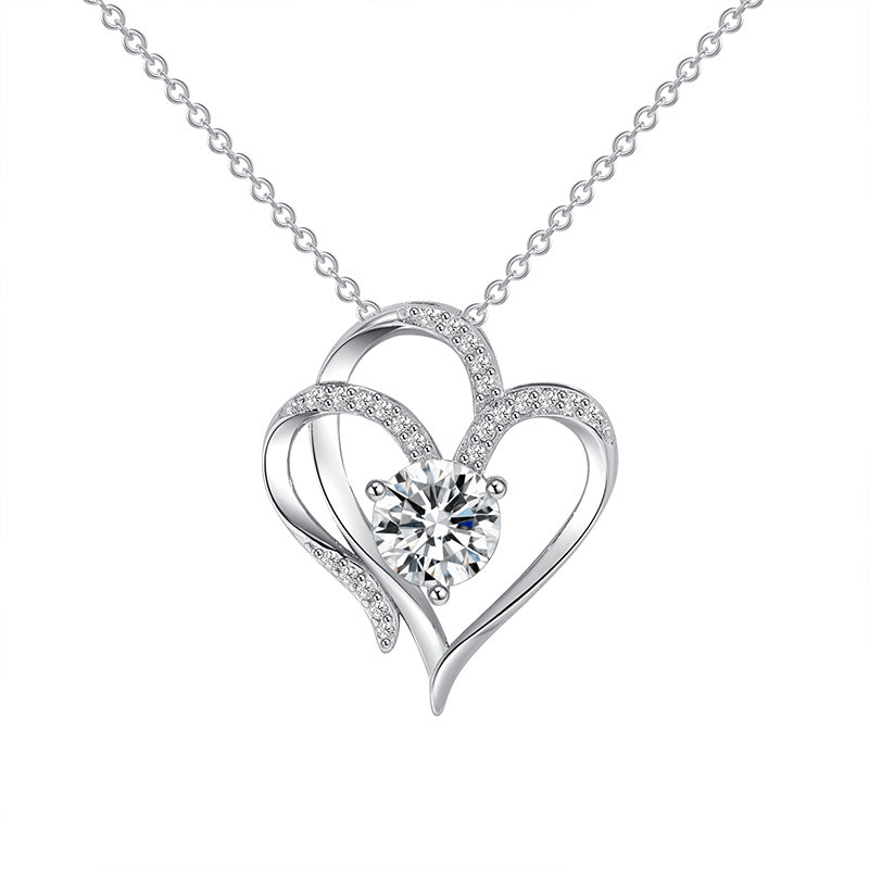 Double love zircon necklace with rhinestones Valentine's Day