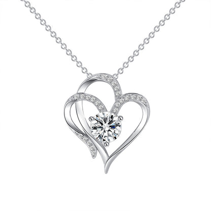 Double love zircon necklace with rhinestones Valentine's Day