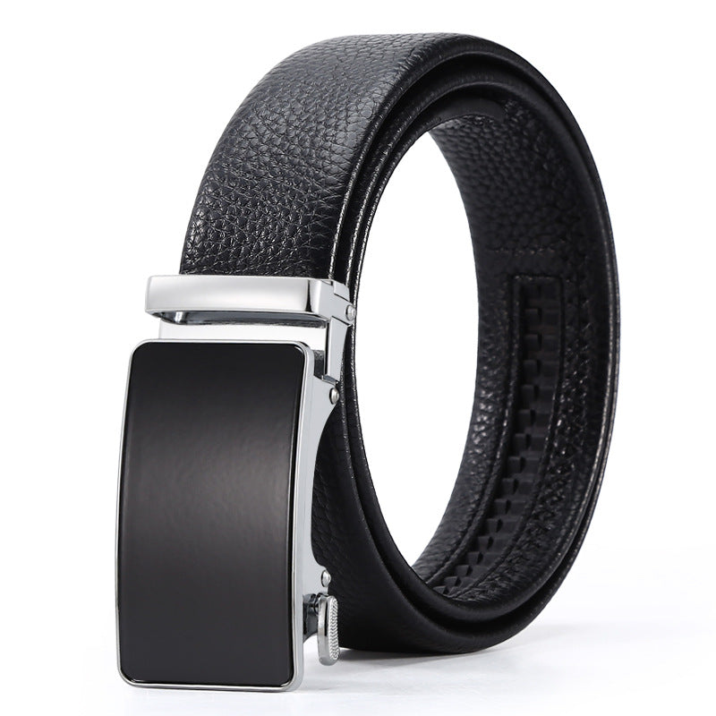 Ceinture d'affaires automatique à boucle en cuir pour hommes