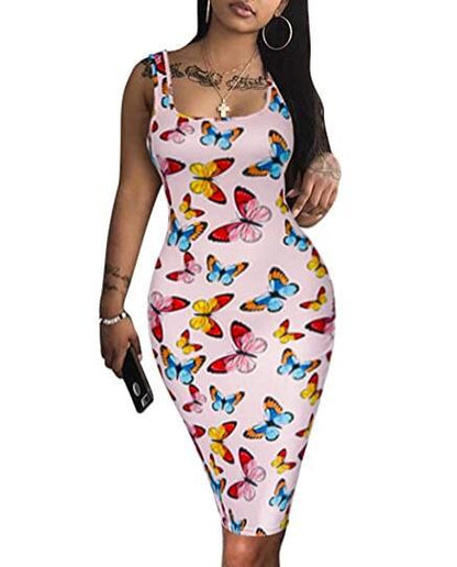 Robe débardeur moulante sexy sans manches pour femmes