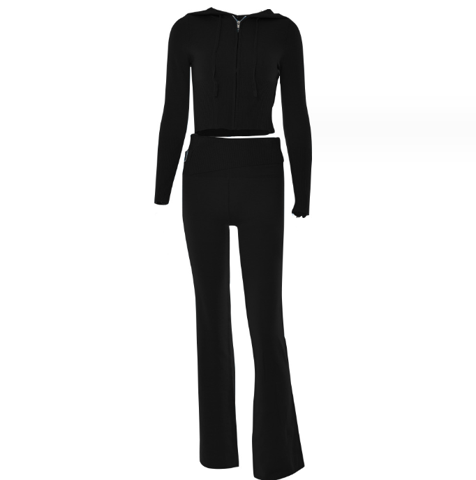 Sexy High Waist Long Sleeve Two Piece Set