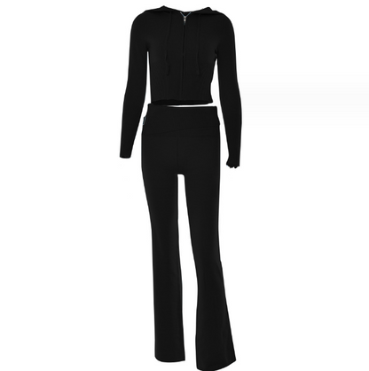 Sexy High Waist Long Sleeve Two Piece Set