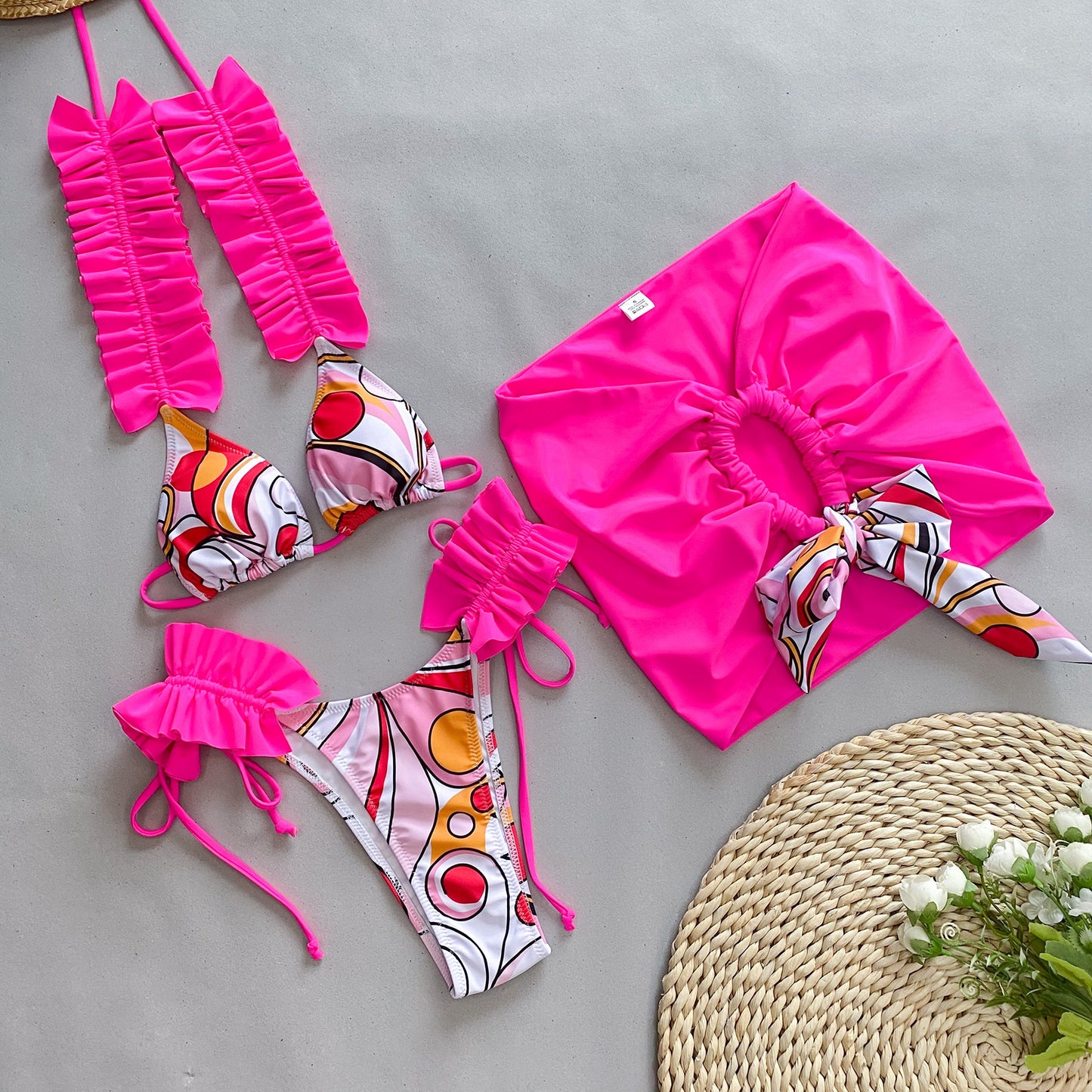 Maillot de bain bikini plissé