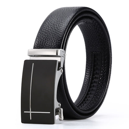 Ceinture d'affaires automatique à boucle en cuir pour hommes