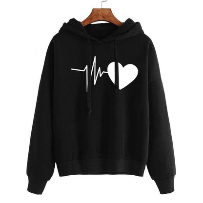 Coeur imprimé Streetwear sweat à capuche