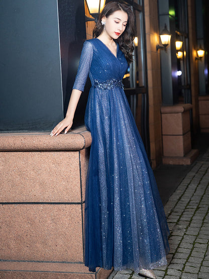 Robe de soirée bleue confortable, nouvelle collection