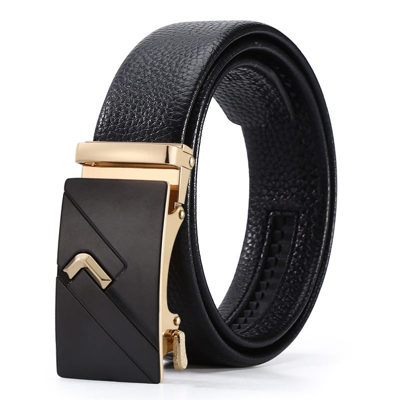 Ceinture d'affaires automatique à boucle en cuir pour hommes