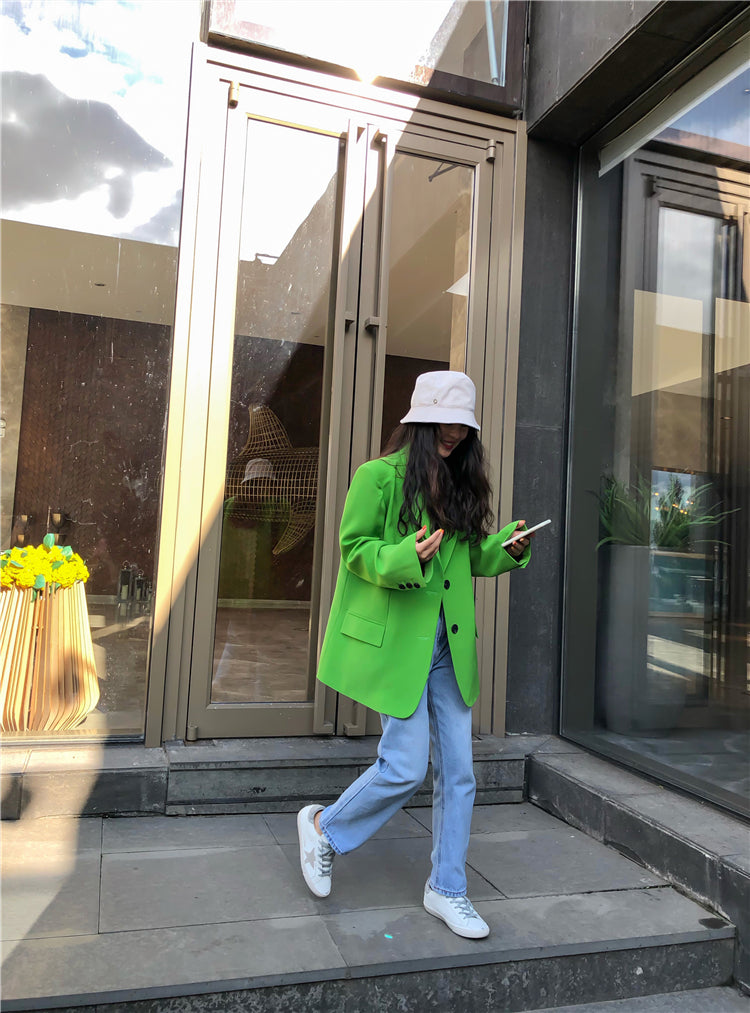 Blazer vert lâche à la mode