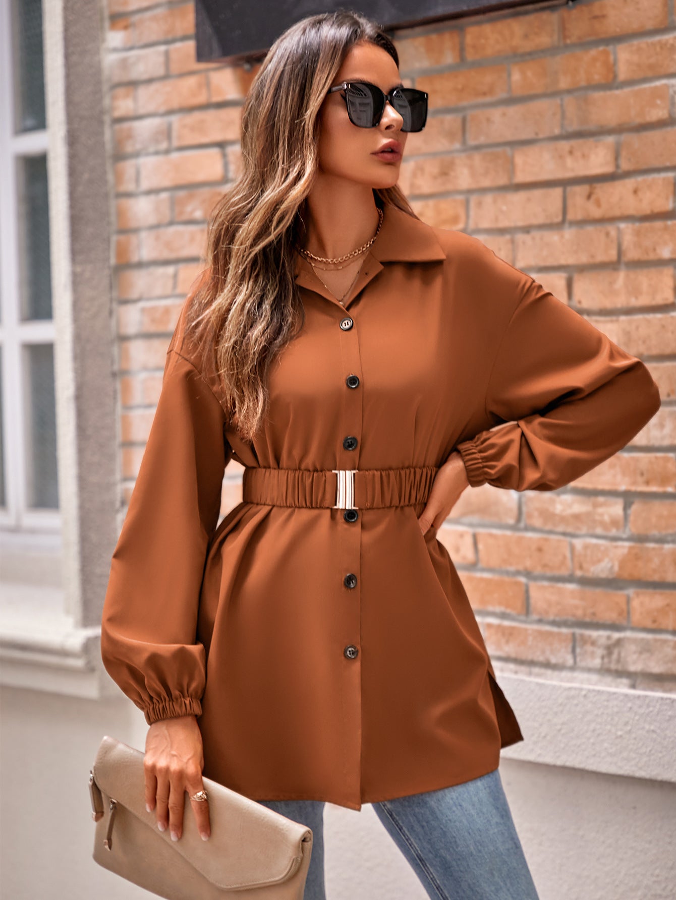 Chemise à boutonnage unique manteau femme