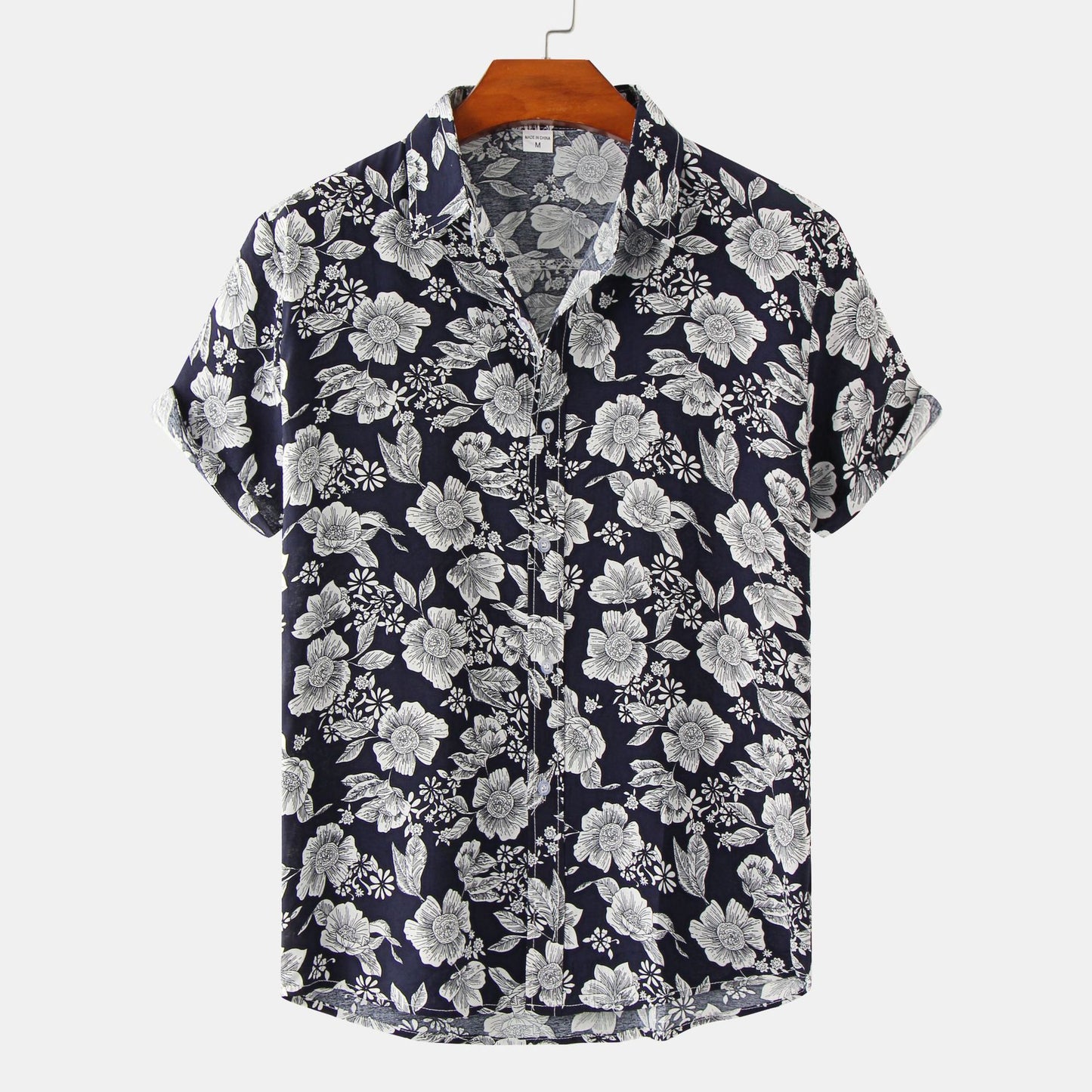 Chemise slim à imprimé floral à manches courtes pour homme