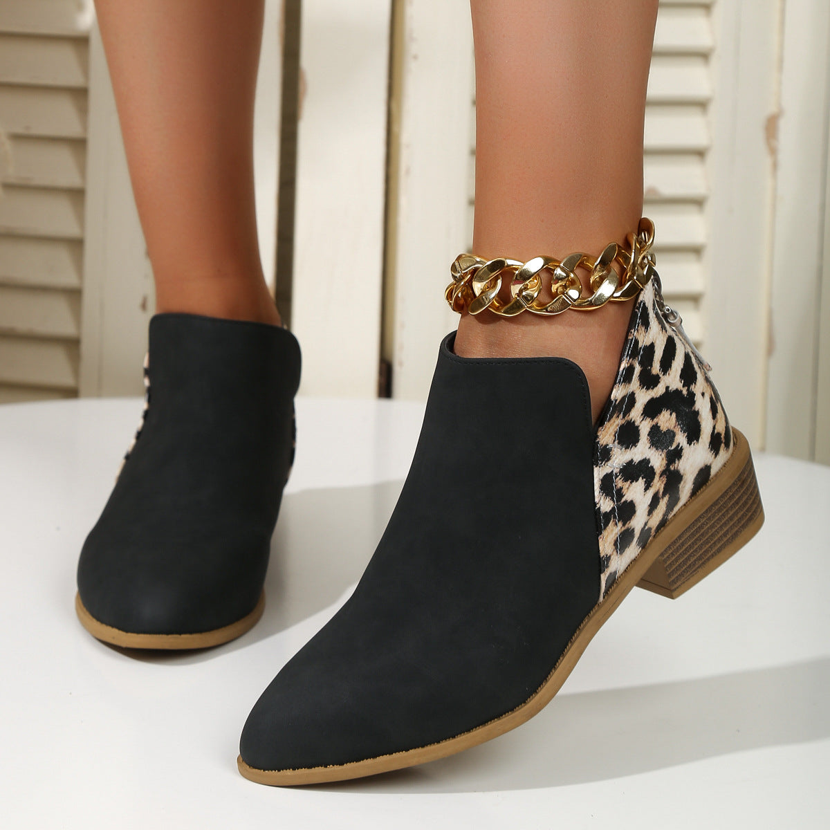 Leopard print boots