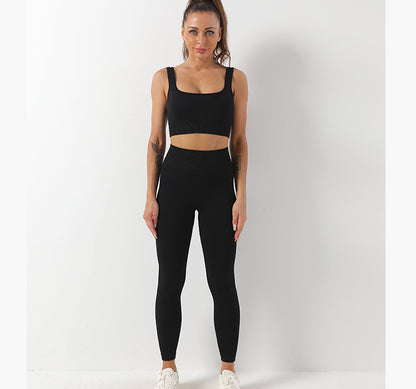 Ensemble leggings 2pcs, soutien-gorge et bout à bout taille haute