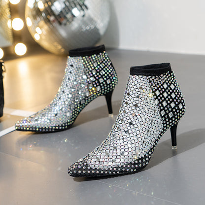 Bottine bout pointu stiletto  avec strass