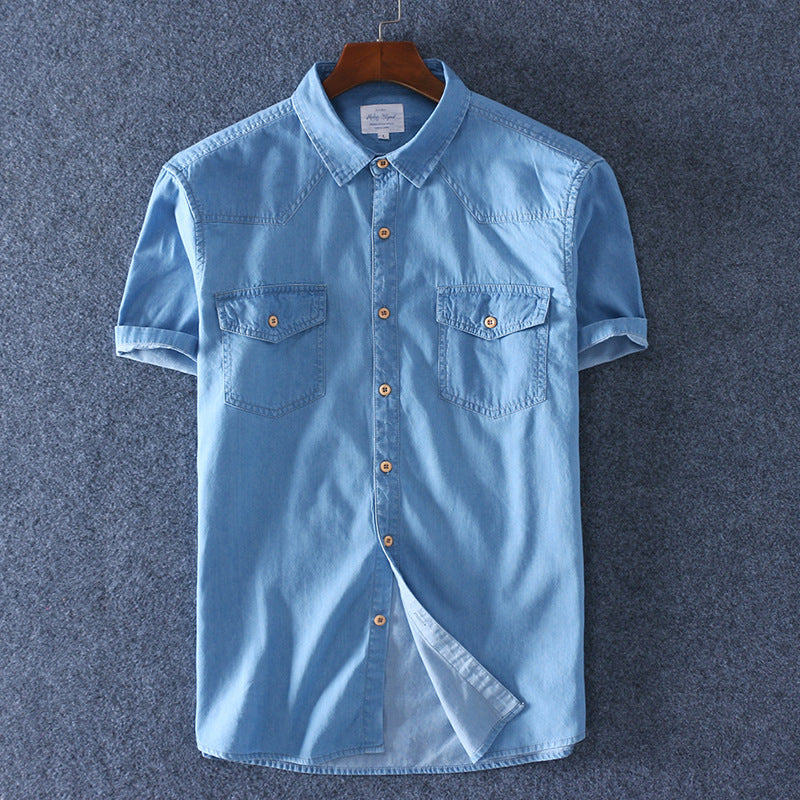 Chemise d'été en coton denim pour homme