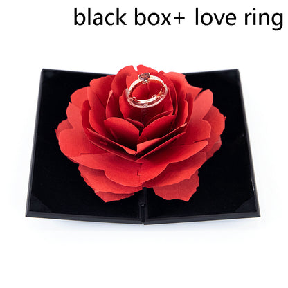 Heart Shaped Rose Flower Box, Rotating Ring