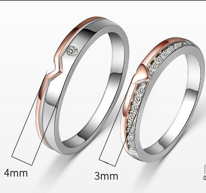 Bagues de couple romantiques en argent sterling 925 H/F