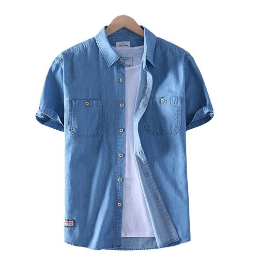 Chemise d'été en coton denim pour homme