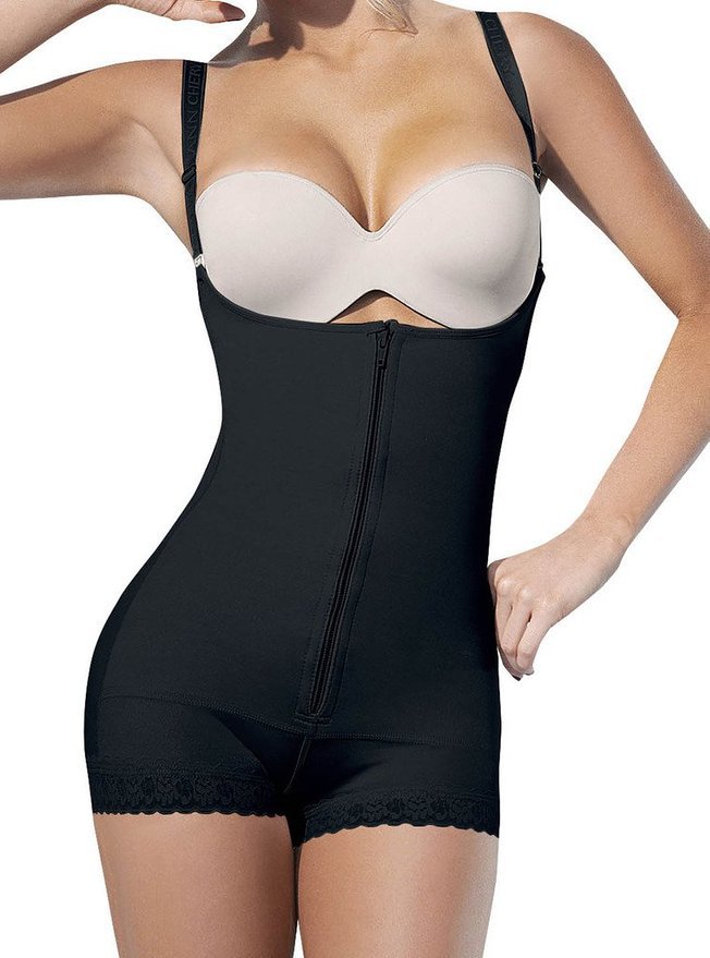 Shapewear une pièce à fermeture éclair, ventre plat