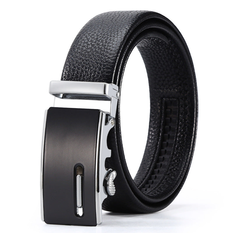 Ceinture d'affaires automatique à boucle en cuir pour hommes