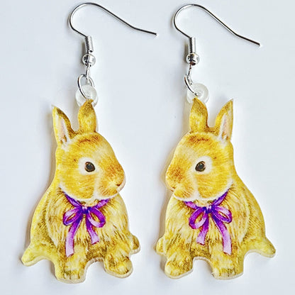 Boucles d'oreilles florales, Pâques ,lapin