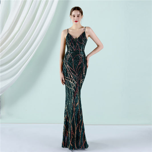 Robe de soirée longue à paillettes pour femmes