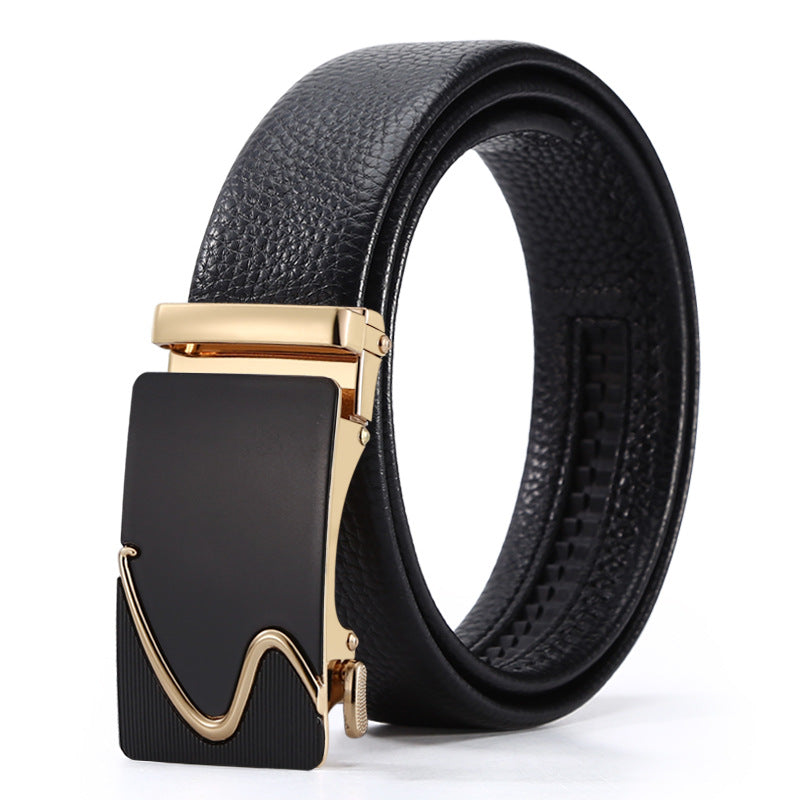 Ceinture d'affaires automatique à boucle en cuir pour hommes